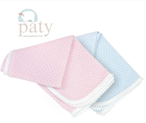 Paty Knit Blanket w/ Pom Pom Trim