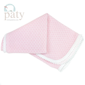 Paty Knit Blanket w/ Pom Pom Trim