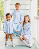 Load image into Gallery viewer, Catherine Diaper Set - Light Blue Windowpane
