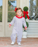 Load image into Gallery viewer, Christmas Candy Stripe Emily Romper
