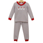 Load image into Gallery viewer, Christmas Candy Stripe Skin Tone 2 Santa Ruffle PJ Set
