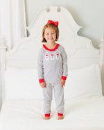 Load image into Gallery viewer, Christmas Candy Stripe Skin Tone 2 Santa Ruffle PJ Set
