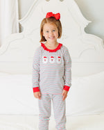 Load image into Gallery viewer, Christmas Candy Stripe Skin Tone 2 Santa Ruffle PJ Set
