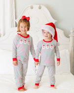 Load image into Gallery viewer, Christmas Candy Stripe Skin Tone 2 Santa Ruffle PJ Set
