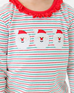 Load image into Gallery viewer, Christmas Candy Stripe Skin Tone 2 Santa Ruffle PJ Set
