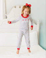 Load image into Gallery viewer, Christmas Candy Stripe Skin Tone 2 Santa Ruffle PJ Set
