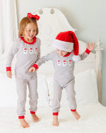 Load image into Gallery viewer, Christmas Candy Stripe Skin Tone 2 Santa Ruffle PJ Set
