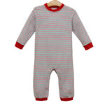 Load image into Gallery viewer, Christmas Candy Stripe Thomas Romper
