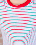 Load image into Gallery viewer, Christmas Candy Stripe Thomas Romper
