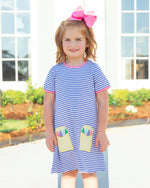 Load image into Gallery viewer, Crayon Pocket Dress - Lavender Stripe
