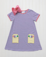 Load image into Gallery viewer, Crayon Pocket Dress - Lavender Stripe

