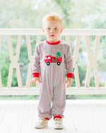 Load image into Gallery viewer, Festive Firetruck Romper
