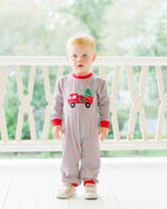Load image into Gallery viewer, Festive Firetruck Romper
