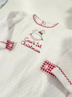 Load image into Gallery viewer, PREORDER - Red Paty L/S Romper with Gingham Side Tabs
