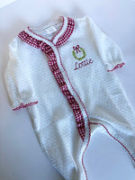 Load image into Gallery viewer, PREORDER - Paty Holiday Footie w/ Red Gingham Ruffle
