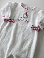 Load image into Gallery viewer, PREORDER - Red Paty L/S Romper with Gingham Side Tabs
