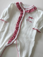 Load image into Gallery viewer, PREORDER - Paty Holiday Footie w/ Red Gingham Ruffle
