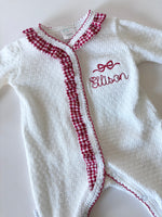 Load image into Gallery viewer, PREORDER - Paty Holiday Footie w/ Red Gingham Ruffle
