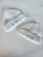 Load image into Gallery viewer, Paty Knit Saylor Cap - White (Multiple Picot Trim Options)
