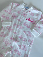 Load image into Gallery viewer, Nellapima Pink Toile Zipper Footie
