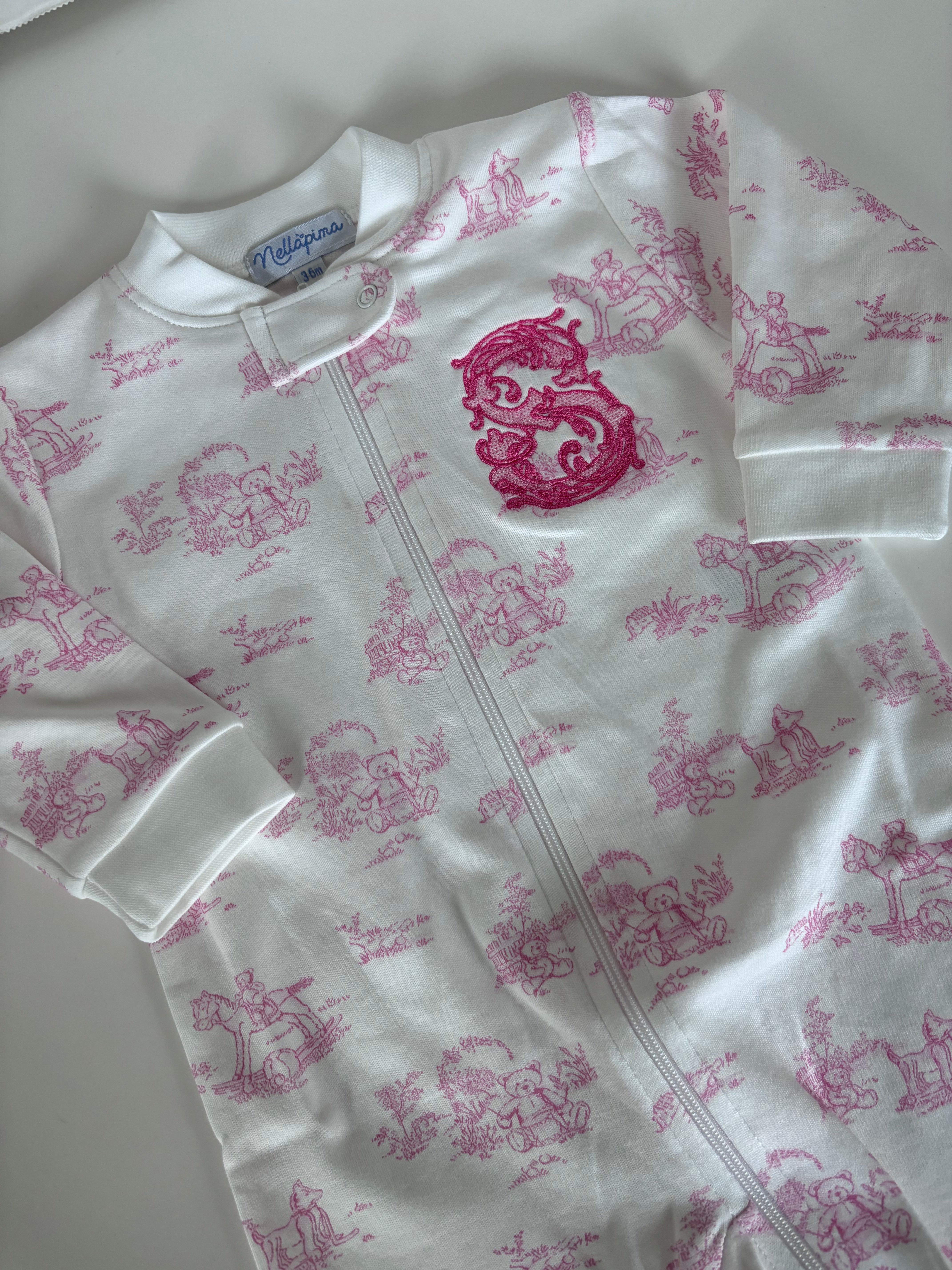 Nellapima Pink Toile Zipper Footie