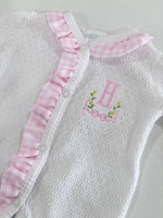 Load image into Gallery viewer, PREORDER - Paty Knit Footie With Pink Ruffle
