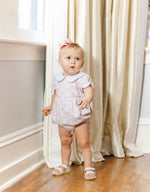 Load image into Gallery viewer, Pink Trellis Bow Charlotte Bubble 3mo
