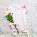Load image into Gallery viewer, Pink Trellis Bow Charlotte Bubble 3mo
