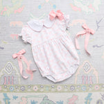 Load image into Gallery viewer, Pink Trellis Bow Charlotte Bubble 3mo
