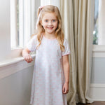 Load image into Gallery viewer, Pink Trellis Bow Sarah Dress 4&amp;6
