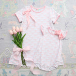 Load image into Gallery viewer, Pink Trellis Bow Sarah Dress 4&amp;6
