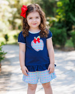 Load image into Gallery viewer, Primary Plaid Apple Ruffle Short Set

