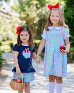 Load image into Gallery viewer, Primary Plaid Apple Ruffle Short Set
