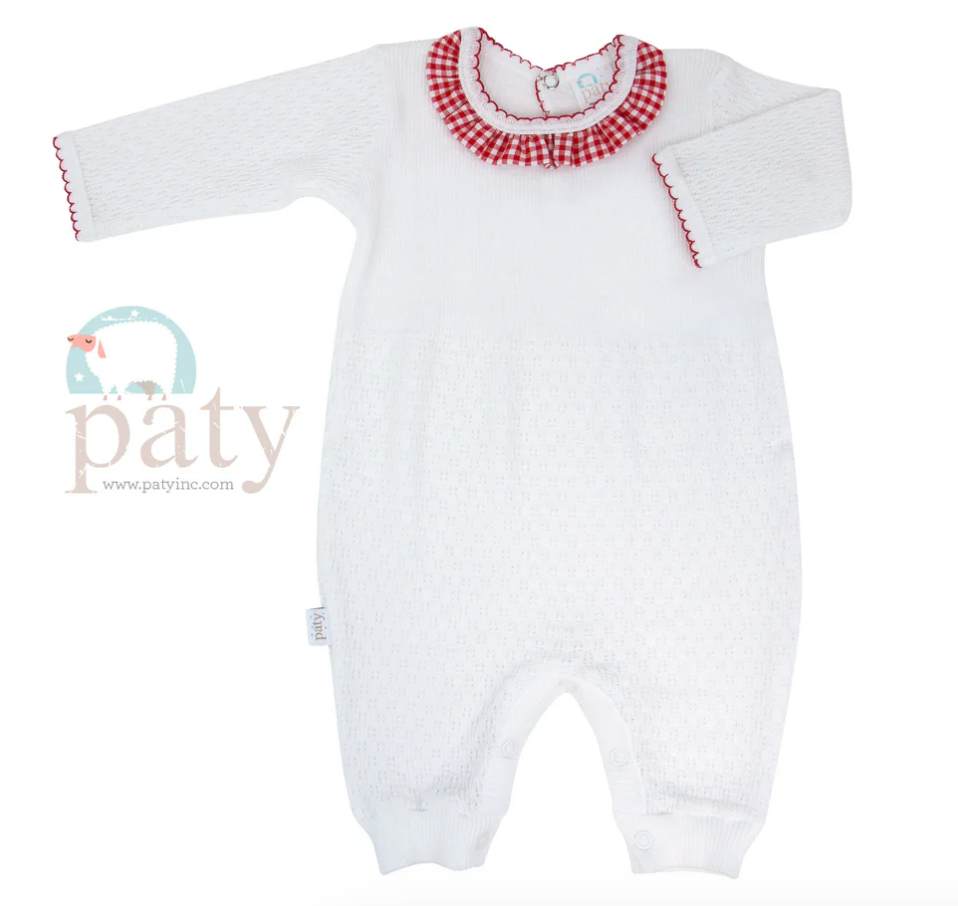 PREORDER - Paty Holiday Romper w/ Gingham Collar