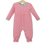 Load image into Gallery viewer, Sadie Romper - Pink Stripe/ Mint
