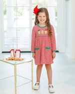 Load image into Gallery viewer, Santa's Sweet Helpers Ruffle Pocket Dress
