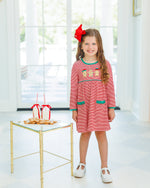 Load image into Gallery viewer, Santa's Sweet Helpers Ruffle Pocket Dress
