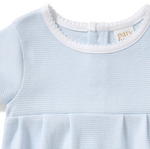 Load image into Gallery viewer, PREORDER - Paty Organic Cotton Blue Stripe Bubble with Picot Trim and Pleated Front
