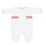 Load image into Gallery viewer, PREORDER - Red Paty L/S Romper with Gingham Side Tabs
