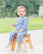 Load image into Gallery viewer, Thomas Romper- Dusty Blue Stripe/ Sage
