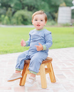 Load image into Gallery viewer, Thomas Romper- Dusty Blue Stripe/ Sage
