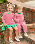 Load image into Gallery viewer, Thomas Romper- Red Stripe &amp; Green
