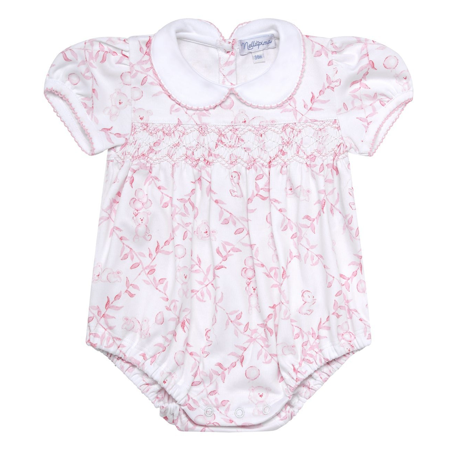 Nellapima Pink Bears Trellace Smocked Bubble